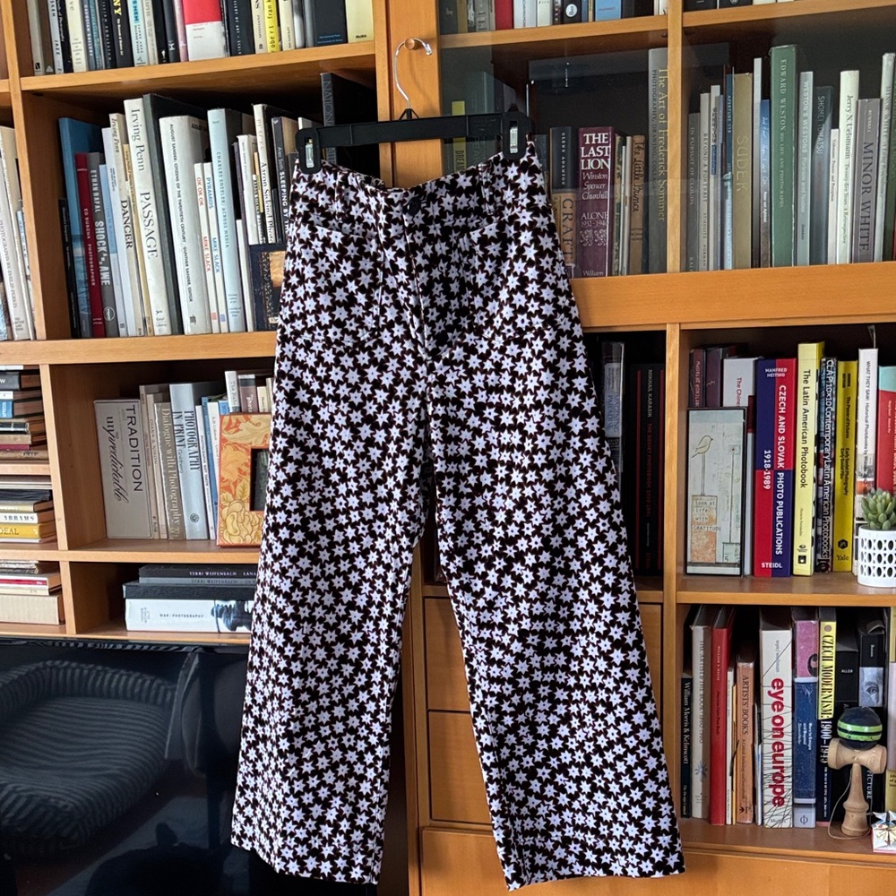 Maeve Colette Purple and Brown Star Pattern Cropped Pants